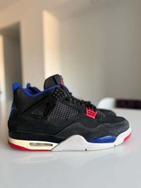 Air Jordan 4 Retro Rare Air Gold Lettering Black Deep Royal Fire Red Size 15